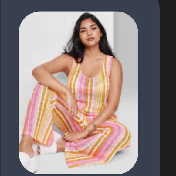 Striped Pink and Orange Cover-Up Set - Picture 3 of 6